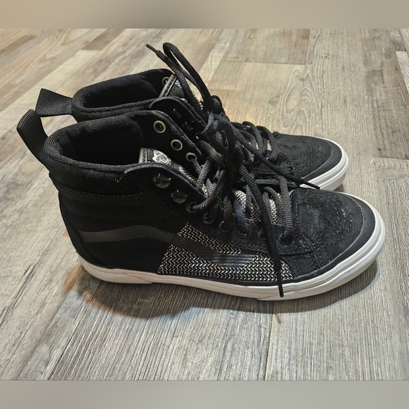💚Vans Sk8 Hi Plaid Black Men 7 Women 8.5 Unisex Sneakers - Picture 3 of 10